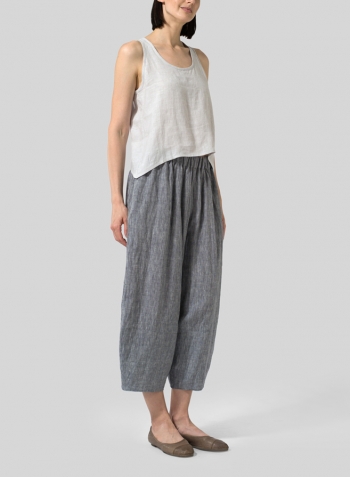 Warm Gray Linen Cropped Tank Top
