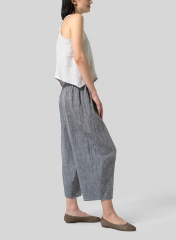Warm Gray Linen Cropped Tank Top