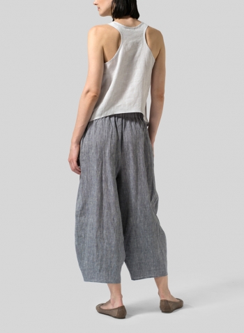 Warm Gray Linen Cropped Tank Top