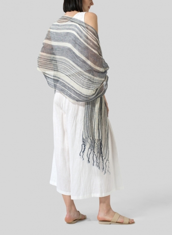 Linen Oversized Striped Scarf Set