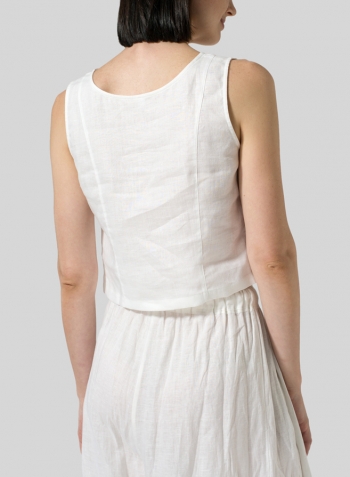 White Linen Sleeveless Short Tank