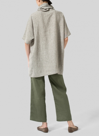 Tender Taupe Linen Turtleneck Tunic