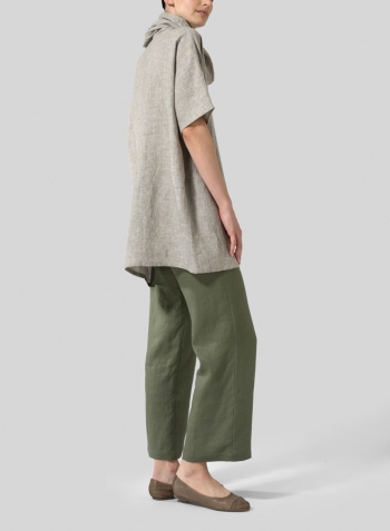 Tender Taupe Linen Turtleneck Tunic