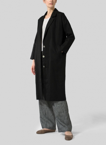 Black Linen Classic L/Sleeve Long Jacket