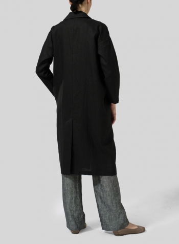 Black Linen Classic L/Sleeve Long Jacket