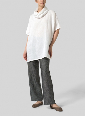 White Linen Turtleneck Tunic