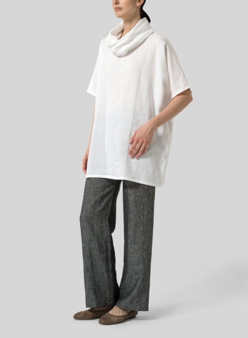 White Linen Turtleneck Tunic