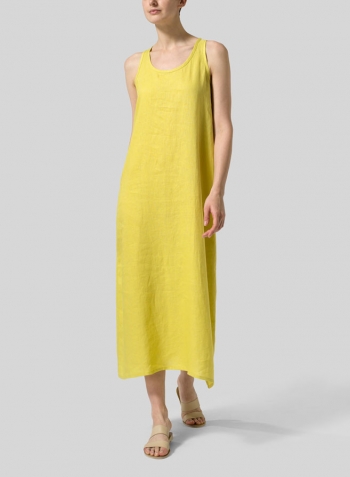 Yellow Linen A-line Maxi Dress