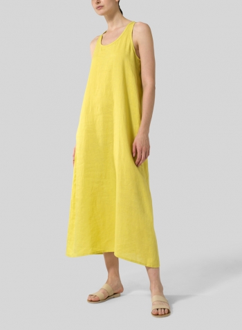 Yellow Linen A-line Maxi Dress