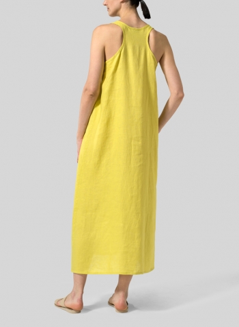 Yellow Linen A-line Maxi Dress