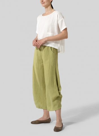 White Linen Half Sleeve Top