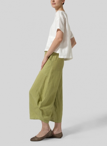 White Linen Half Sleeve Top