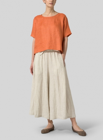 Jacquard Orange Linen Classic Boxy Top