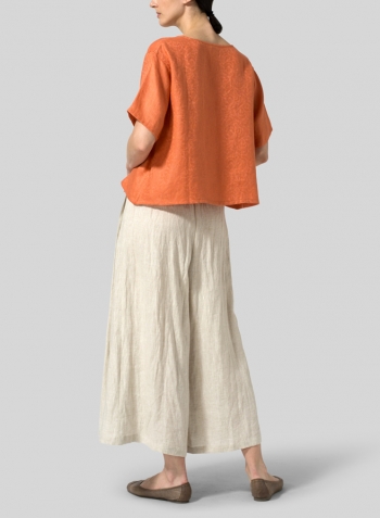 Jacquard Orange Linen Classic Boxy Top