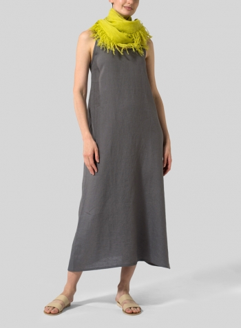 Gray Linen A-line Maxi Dress Set