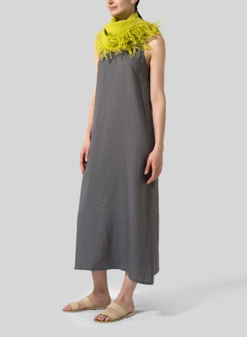 Gray Linen A-line Maxi Dress Set
