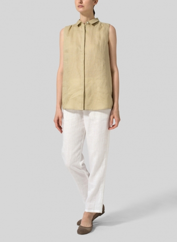 Golden Wheat Linen Sleeveless Shirt