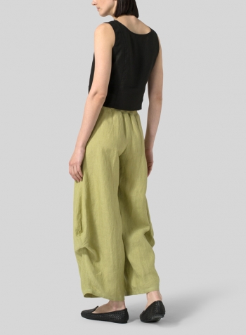 Black Linen Sleeveless Short Tank
