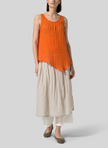 Orange Lightweight linen Gauze Vest