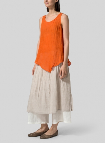 Orange Lightweight linen Gauze Vest