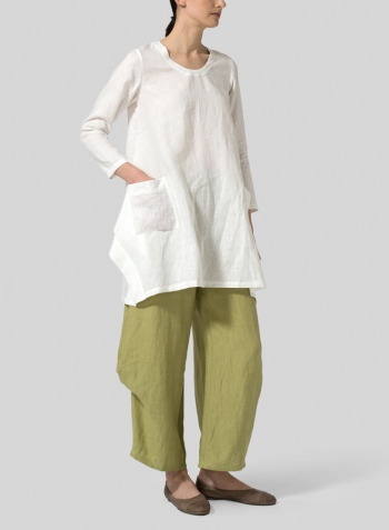 White Linen Long Sleeve Top Set