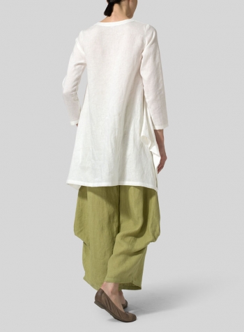 White Linen Long Sleeve Top Set