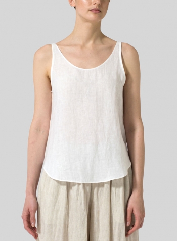 Soft White Linen Thin Strap Cami