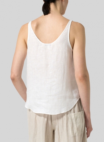 Soft White Linen Thin Strap Cami