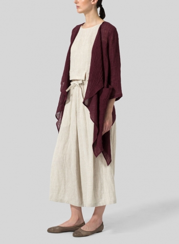 Plum Linen Gauze Waterfall-Front Jacket