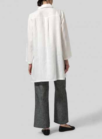 White Linen L/Sleeves V-Neck Tunic