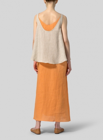 Oat  Linen Low Back Tank Set