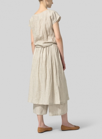 Oat  Linen Cap-sleeve Pullover Top Set