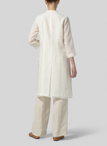 Lily White Linen Double Layers Long Top