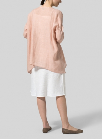 Madeira Pink Linen Loose Delicate Deep V-neck Overtop Set