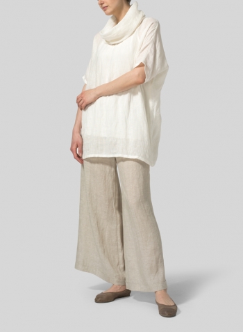 Soft White Lightweight Linen Turtleneck Tunic