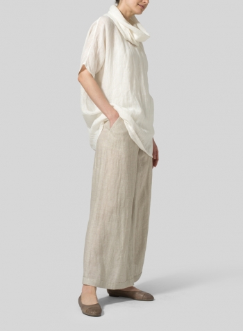 Soft White Lightweight Linen Turtleneck Tunic