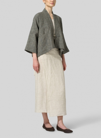 Black Peral Granite Yarn-dyed Linen Kimono Jacket