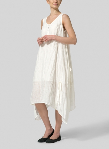 Soft White Linen Layering Sleeveless Dress