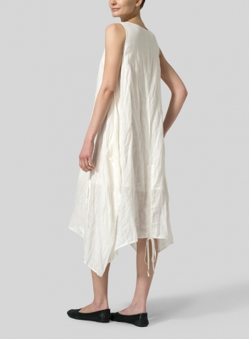 Soft White Linen Layering Sleeveless Dress