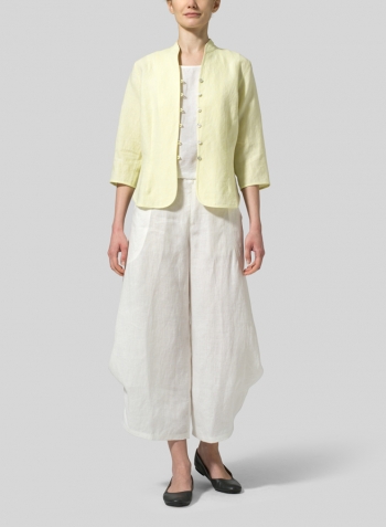 Fizzy Lemon Linen Fitted Mandarin Collar Jacket