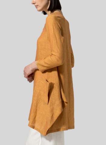 Golden Brown Linen Long Sleeve Top