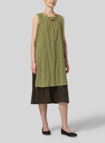 Linen Sleeveless Midi Dress Set