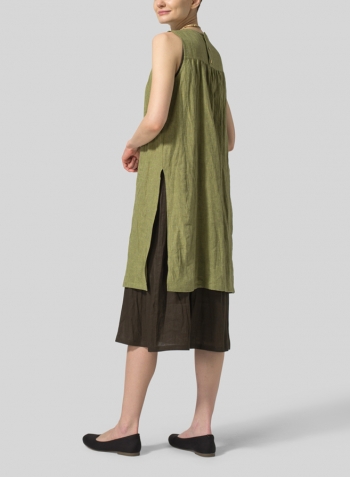 Linen Sleeveless Midi Dress Set