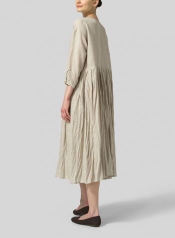 Oat Linen Pleated Loose Long Dress