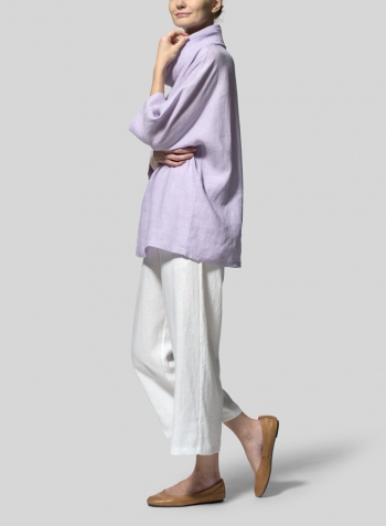 Pastel Mauve Linen Cowl Neck Top