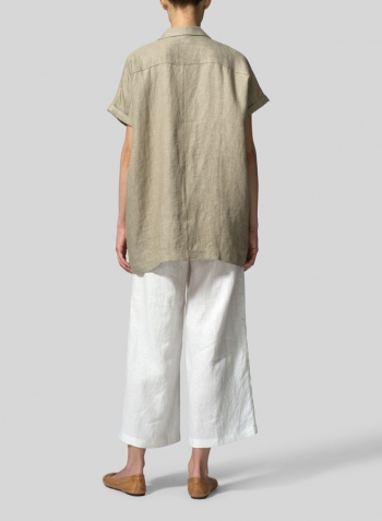 Twill Weave Linen Oversized Short Sleeve Jacket Set