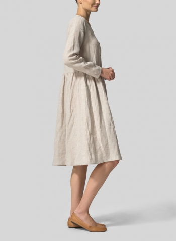 Oat Linen Button Front L/S Dress