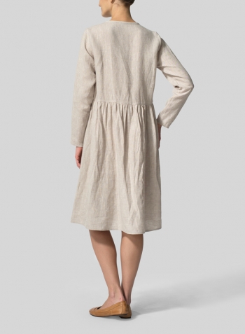 Oat Linen Button Front L/S Dress