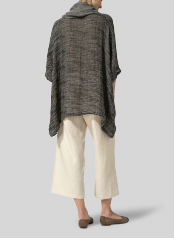 Charcoal Blend Stripe Linen Cowl Neck Top