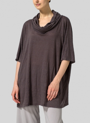 Knitted Linen Cowl Neck Top